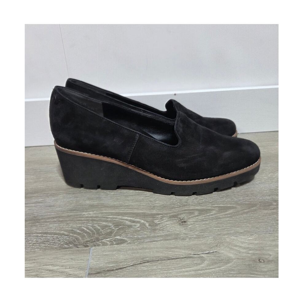 Vionic Willa Black Suede Wedge Loafer Slip on Size 11 Elevated
